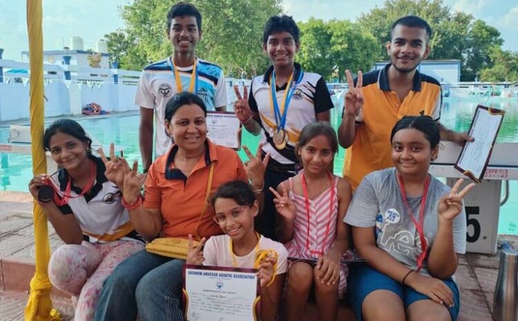 तैराकी चैम्पियनशिप में सी.एम.एस. छात्रों ने 6 गोल्ड मेडल समेत 16 पदक जीते